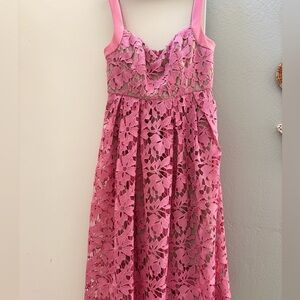 Donna Morgan Anthropologie Pink Lace Fit & Flare Dress – Size 2